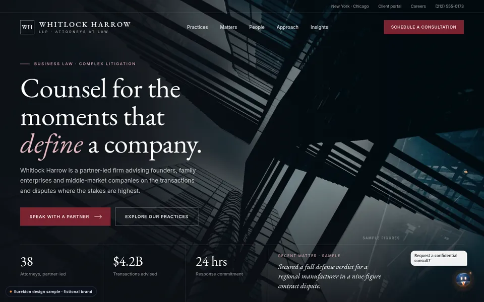 Whitlock Harrow LLP fictional design sample