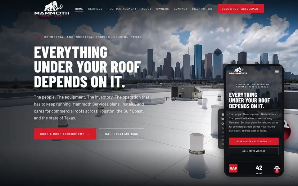 Mammoth Services website on desktop and phone