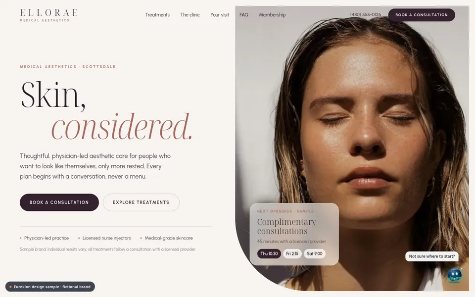 Ellorae Medical Aesthetics fictional design sample
