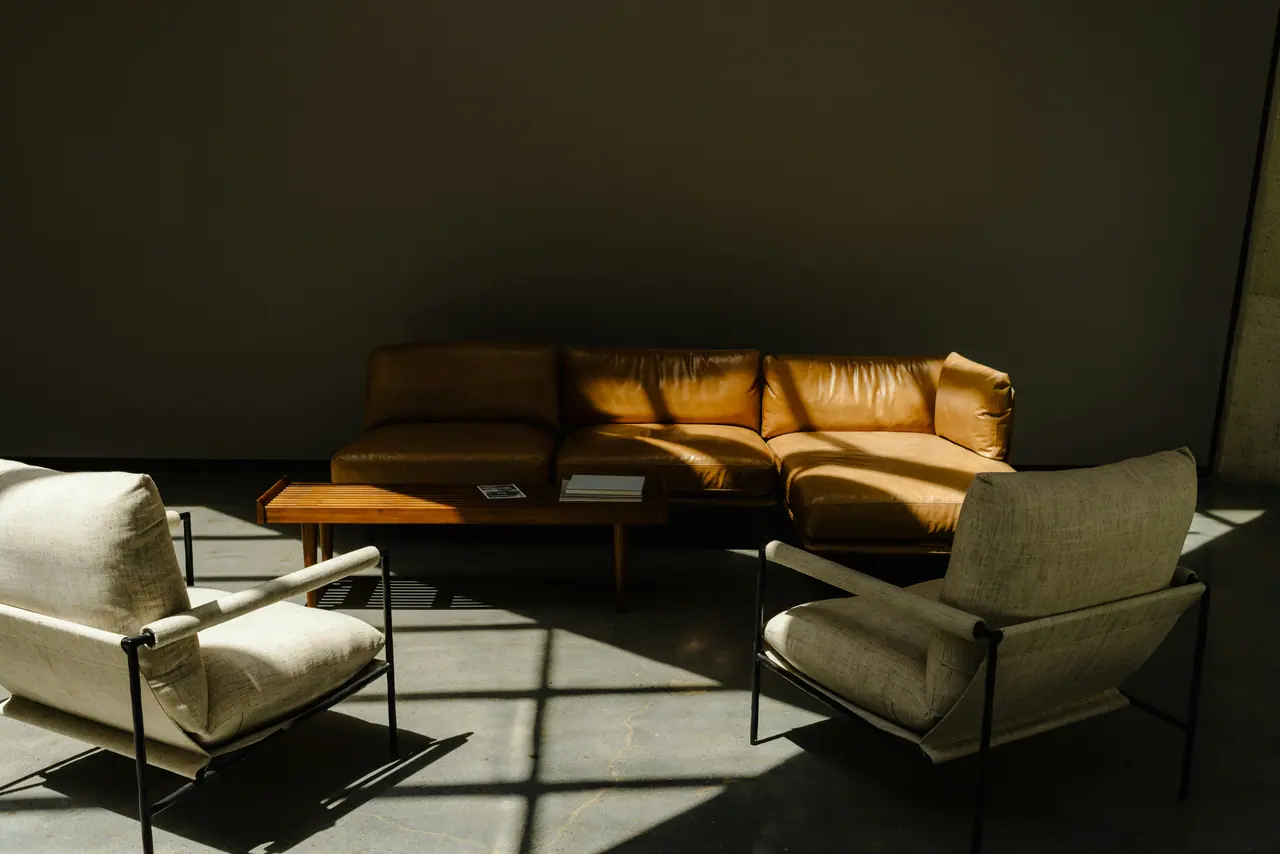 Soft modern lounge with a sculptural chair